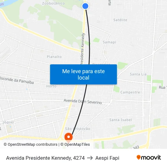 Avenida Presidente Kennedy, 4274 to Aespi Fapi map
