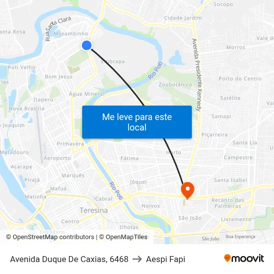Avenida Duque De Caxias, 6468 to Aespi Fapi map