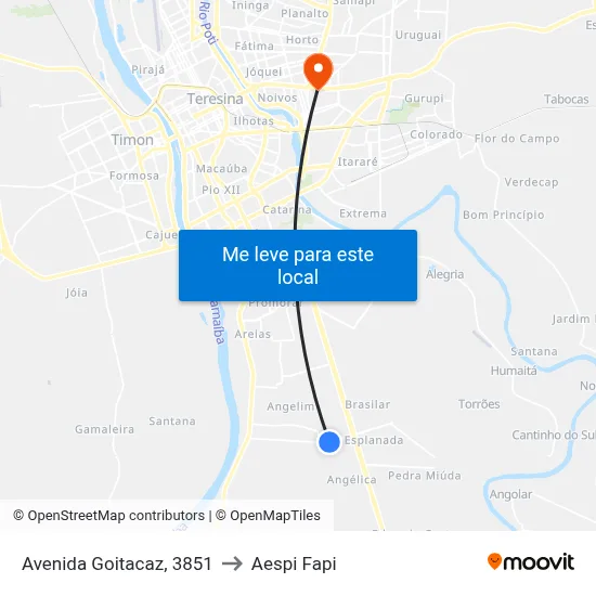 Avenida Goitacaz, 3851 to Aespi Fapi map