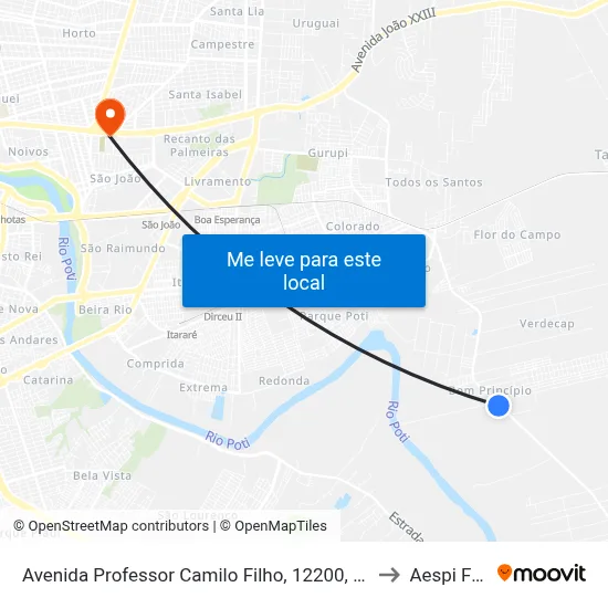 Avenida Professor Camilo Filho, 12200, 12200 to Aespi Fapi map