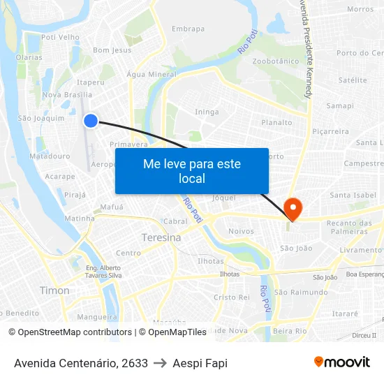Avenida Centenário, 2633 to Aespi Fapi map