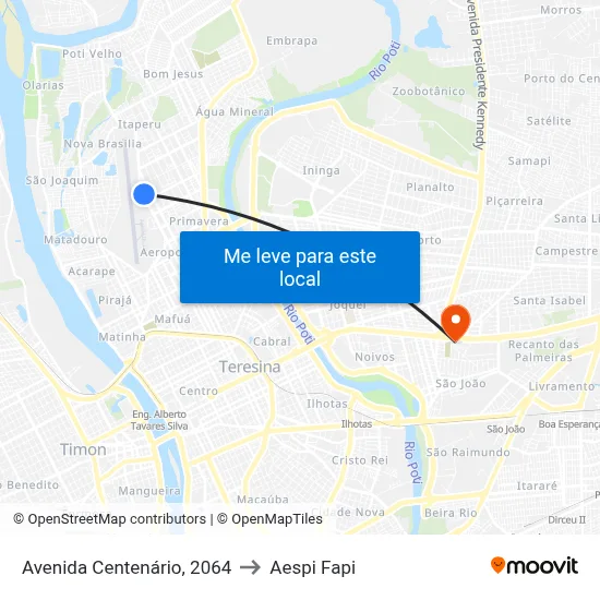 Avenida Centenário, 2064 to Aespi Fapi map