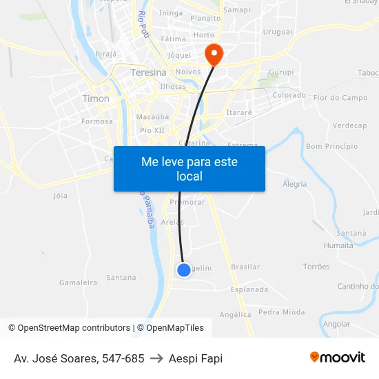 Av. José Soares, 547-685 to Aespi Fapi map