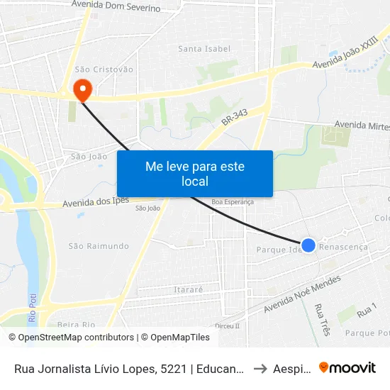 Rua Jornalista Lívio Lopes, 5221 | Educandário Santa Helena to Aespi Fapi map