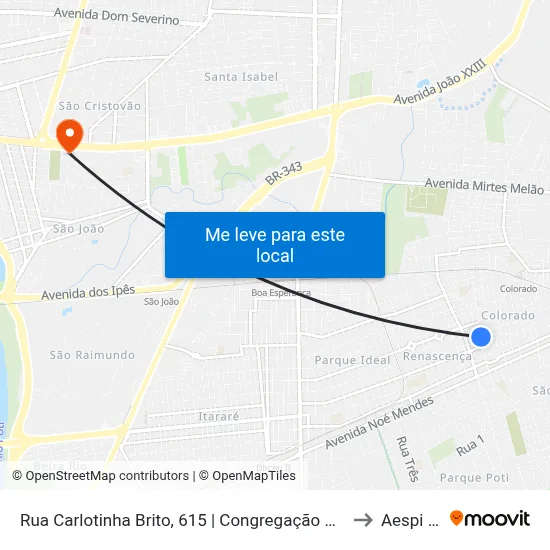Rua Carlotinha Brito, 615 | Congregação Cristã Do Brasil to Aespi Fapi map