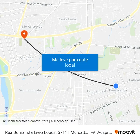Rua Jornalista Lívio Lopes, 5711 | Mercado Renascença II to Aespi Fapi map