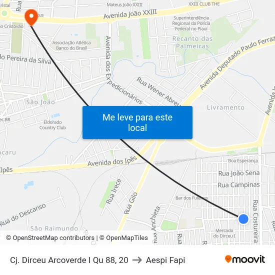 Cj. Dirceu Arcoverde I Qu 88, 20 to Aespi Fapi map
