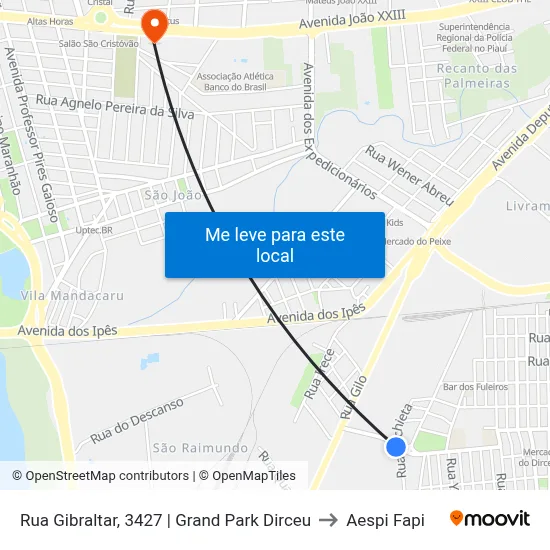 Rua Gibraltar, 3427 | Grand Park Dirceu to Aespi Fapi map