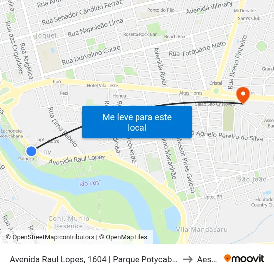 Avenida Raul Lopes, 1604 | Parque Potycabana/Oposto Aoteresina Shopping to Aespi Fapi map