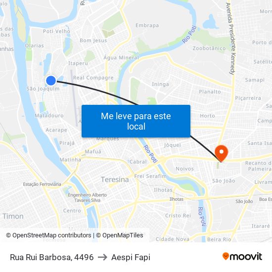 Rua Rui Barbosa, 4496 to Aespi Fapi map