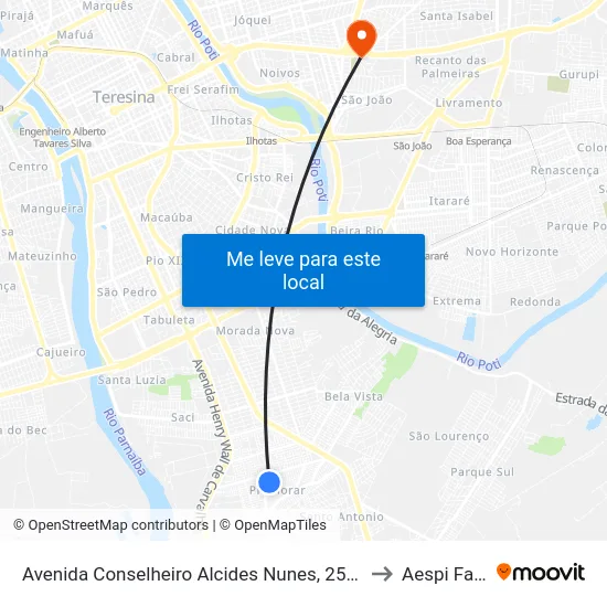 Avenida Conselheiro Alcides Nunes, 2500 to Aespi Fapi map