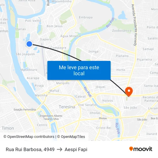 Rua Rui Barbosa, 4949 to Aespi Fapi map