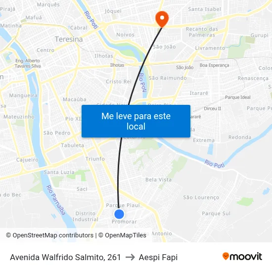 Avenida Walfrido Salmito, 261 to Aespi Fapi map