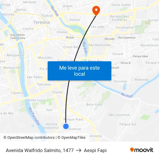 Avenida Walfrido Salmito, 1477 to Aespi Fapi map