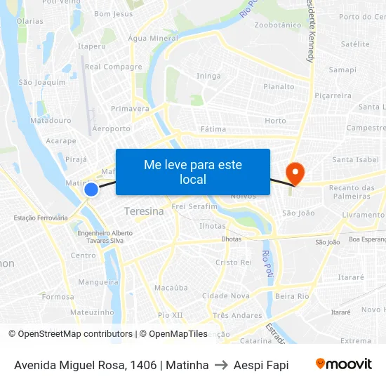 Avenida Miguel Rosa, 1406 | Matinha to Aespi Fapi map