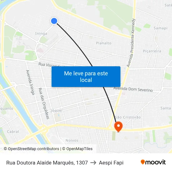 Rua Doutora Alaíde Marquês, 1307 to Aespi Fapi map
