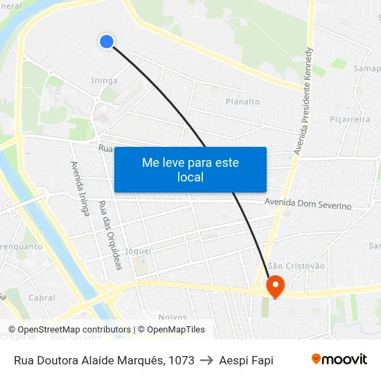 Rua Doutora Alaíde Marquês, 1073 to Aespi Fapi map
