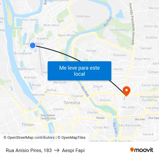 Rua Anísio Pires, 183 to Aespi Fapi map