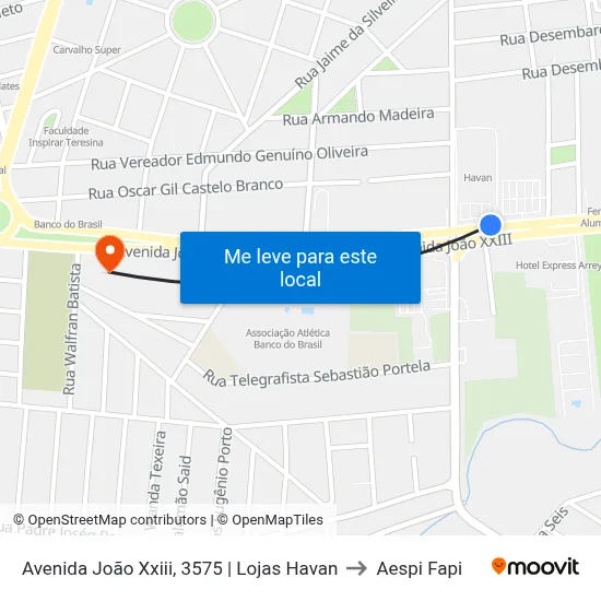 Avenida João Xxiii, 3575 | Lojas Havan to Aespi Fapi map