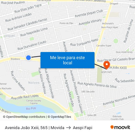 Avenida João Xxiii, 565 | Movida to Aespi Fapi map