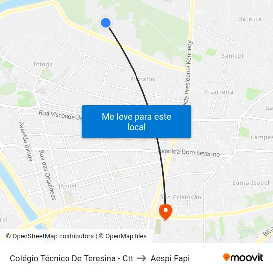 Colégio Técnico De Teresina - Ctt to Aespi Fapi map