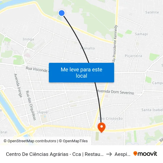 Centro De Ciências Agrárias - Cca | Restaurante Universitário 3 to Aespi Fapi map