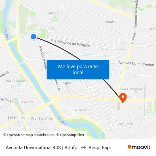 Avenida Universitária, 403 | Adufpi to Aespi Fapi map