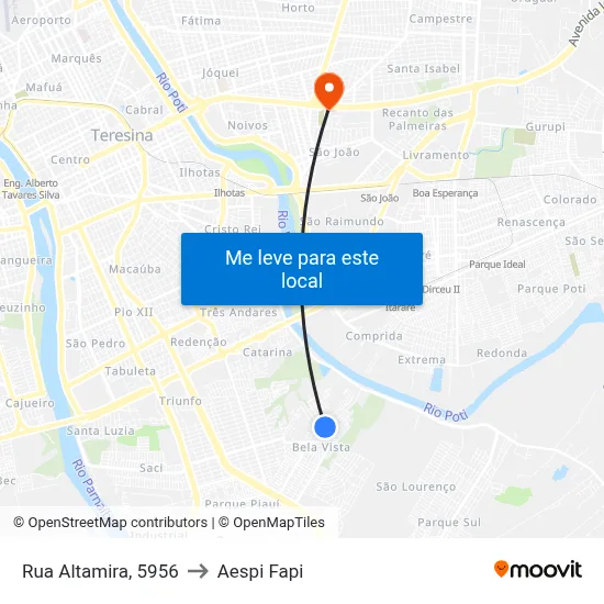Rua Altamira, 5956 to Aespi Fapi map
