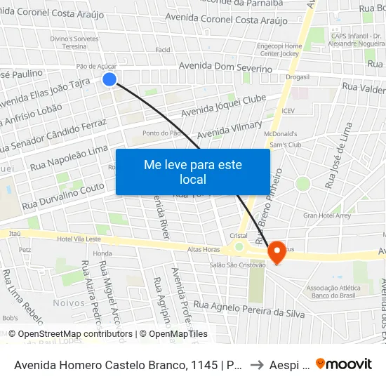 Avenida Homero Castelo Branco, 1145 | Praça Das Violetas to Aespi Fapi map