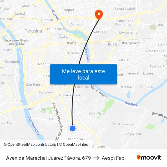 Avenida Marechal Juarez Távora, 679 to Aespi Fapi map
