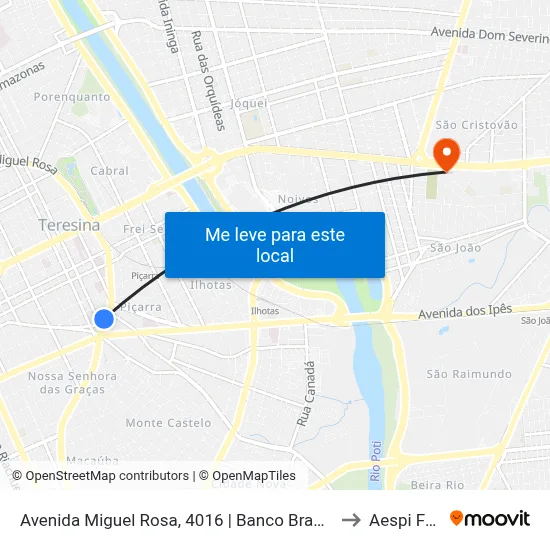 Avenida Miguel Rosa, 4016 | Banco Bradesco to Aespi Fapi map