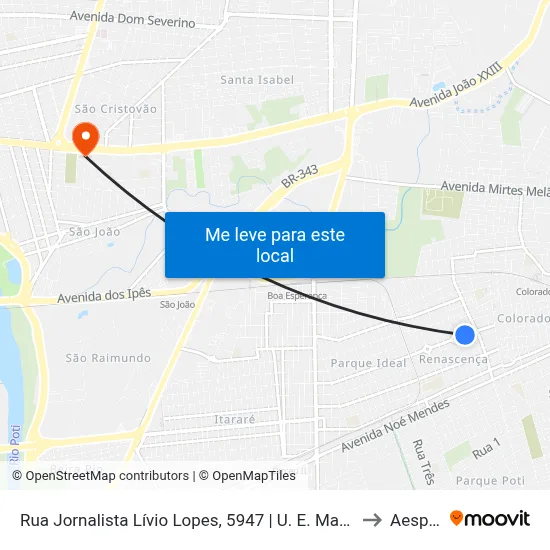 Rua Jornalista Lívio Lopes, 5947 | U. E. Maria Da Conceição Salomé to Aespi Fapi map