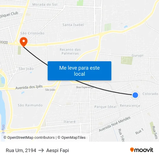 Rua Um, 2194 to Aespi Fapi map