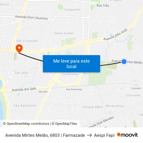 Avenida Mirtes Melão, 6803 | Farmazade to Aespi Fapi map