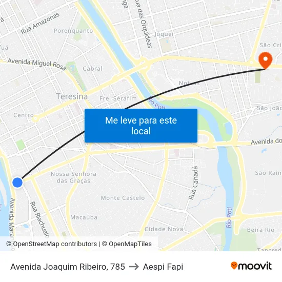 Avenida Joaquim Ribeiro, 785 to Aespi Fapi map