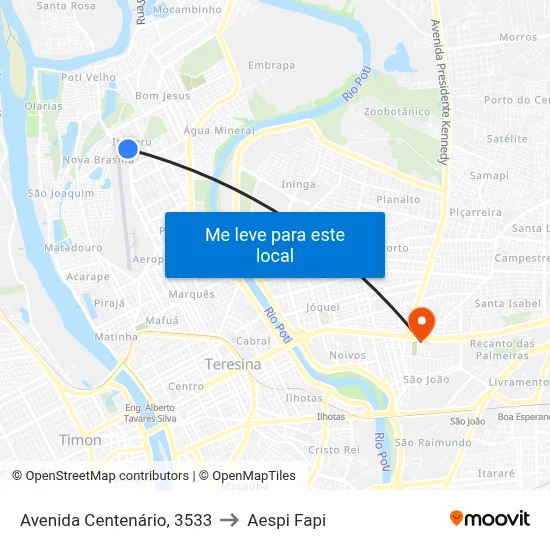 Avenida Centenário, 3533 to Aespi Fapi map