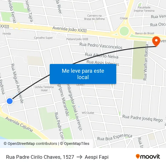 Rua Padre Cirilo Chaves, 1527 to Aespi Fapi map