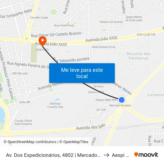 Av. Dos Expedicionários, 4802 | Mercado Do Peixe to Aespi Fapi map