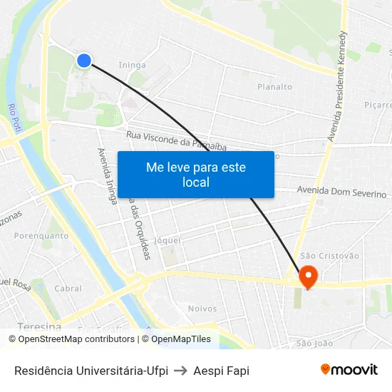Residência Universitária-Ufpi to Aespi Fapi map