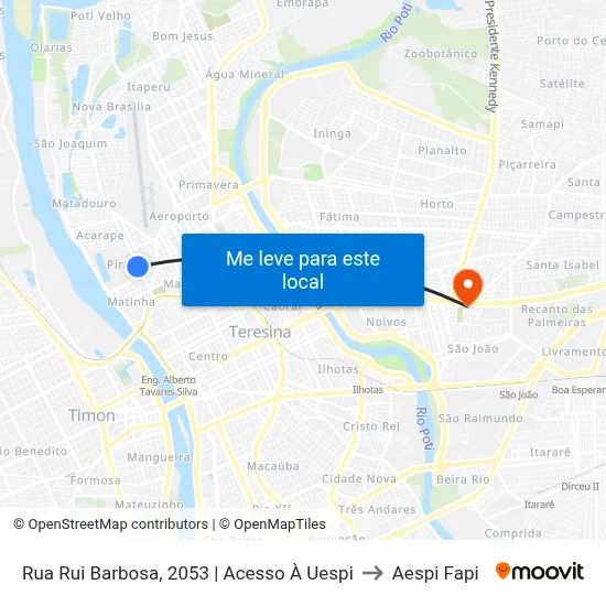 Rua Rui Barbosa, 2053 | Acesso À Uespi to Aespi Fapi map