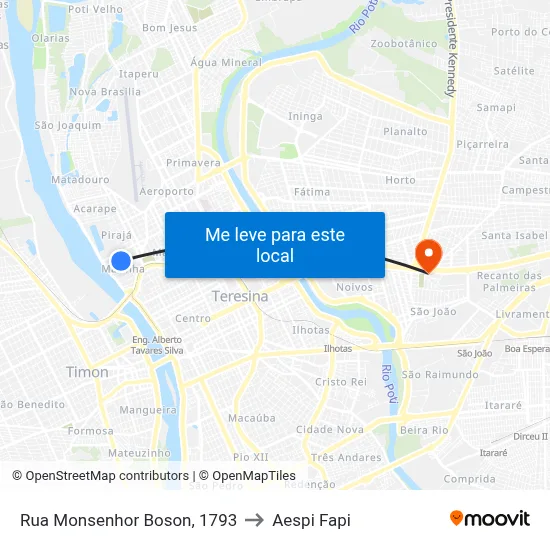 Rua Monsenhor Boson, 1793 to Aespi Fapi map