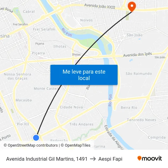 Avenida Industrial Gil Martins, 1491 to Aespi Fapi map