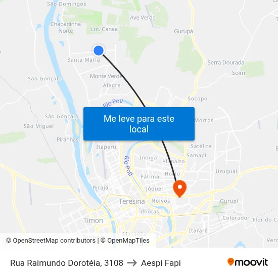 Rua Raimundo Dorotéia, 3108 to Aespi Fapi map