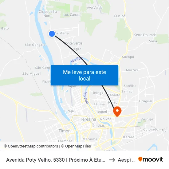 Avenida Poty Velho, 5330 | Próximo À Eta/Garagem Emvipi to Aespi Fapi map