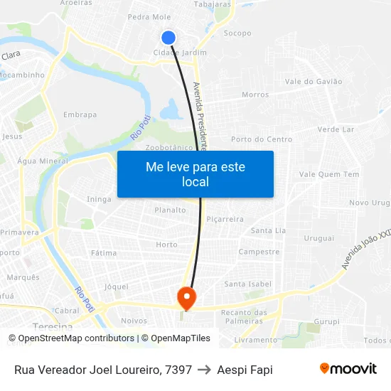 Rua Vereador Joel Loureiro, 7397 to Aespi Fapi map