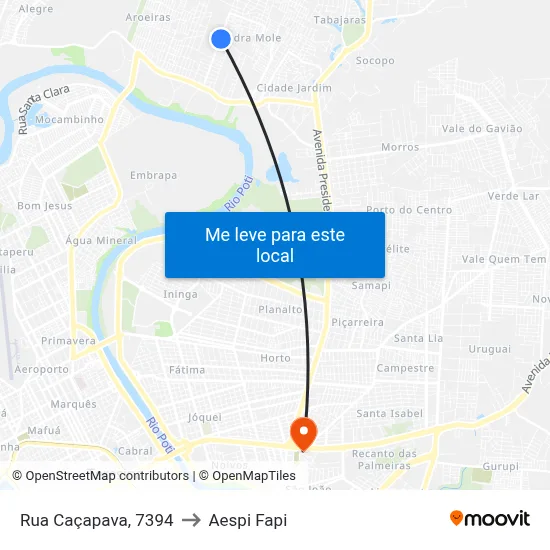Rua Caçapava, 7394 to Aespi Fapi map