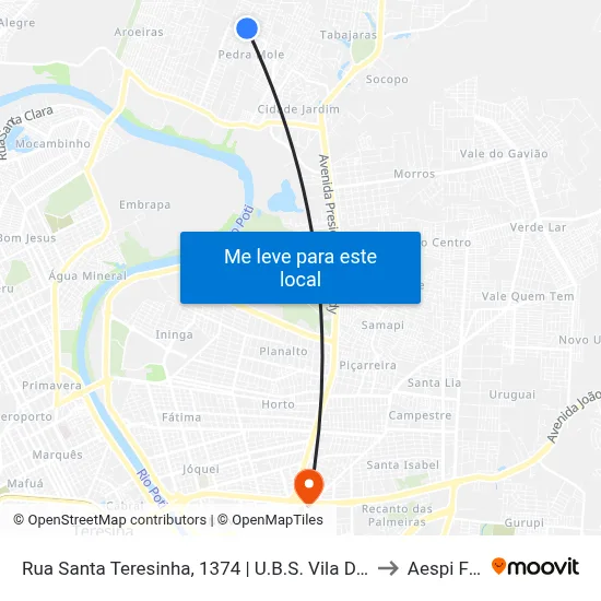 Rua Santa Teresinha, 1374 | U.B.S. Vila Do Avião to Aespi Fapi map