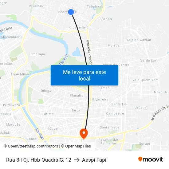 Rua 3 | Cj. Hbb-Quadra G, 12 to Aespi Fapi map