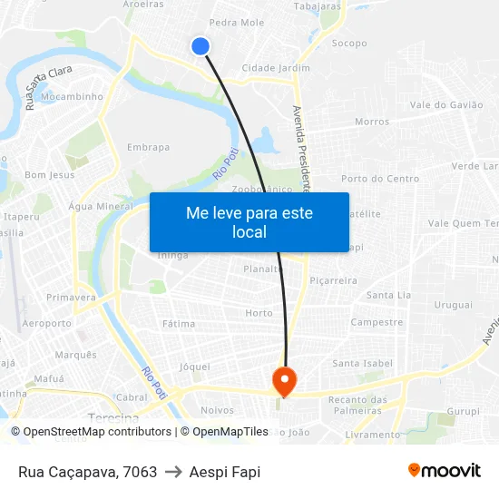 Rua Caçapava, 7063 to Aespi Fapi map
