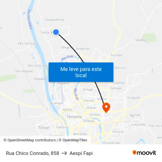 Rua Chico Conrado, 858 to Aespi Fapi map